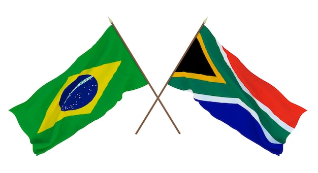 Background for designers illustrators National Independence Day Flags Brazil and South Africa