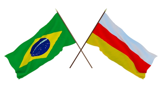 Background for designers illustrators National Independence Day Flags Brazil and South Ossetia