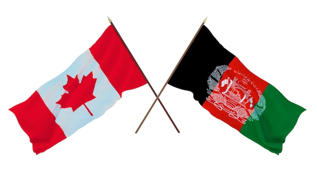 Background for designers illustrators National Independence Day Flags Canada and Afghanistan