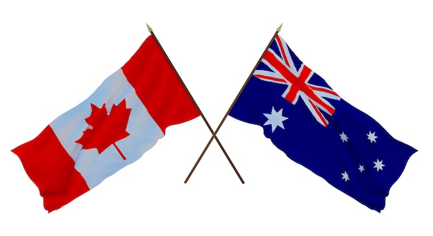 Background for designers illustrators National Independence Day Flags Canada and Australia