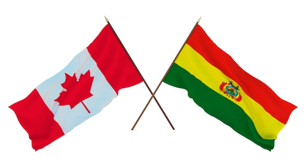 Background for designers illustrators National Independence Day Flags Canada and Bolivia