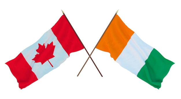 Background for designers illustrators National Independence Day Flags Canada and Cote d'Ivoire