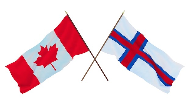 Background for designers illustrators National Independence Day Flags Canada and Faroe islands