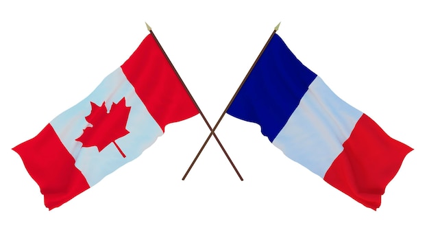 Background for designers illustrators National Independence Day Flags Canada and France