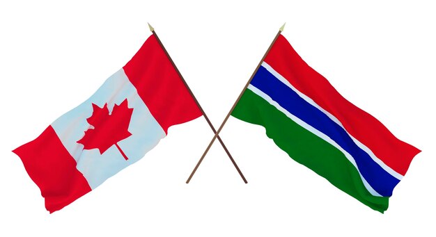 Фон для дизайнеров-иллюстраторов Флаги Дня национальной независимости Канады и Гамбии