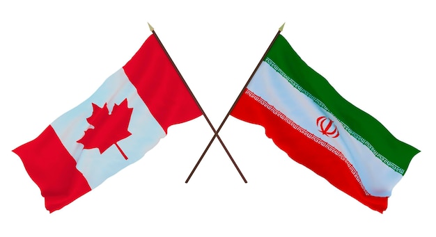 Background for designers illustrators National Independence Day Flags Canada and Iran