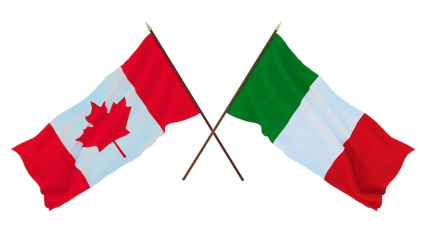 Background for designers illustrators National Independence Day Flags Canada and Italy