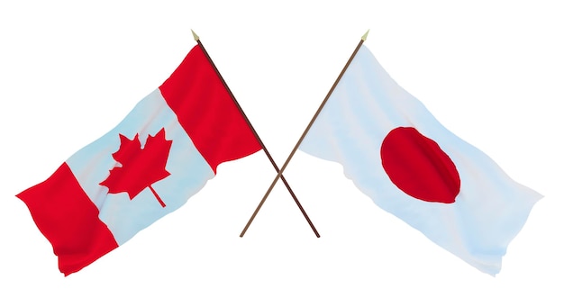 Background for designers illustrators National Independence Day Flags Canada and Japan