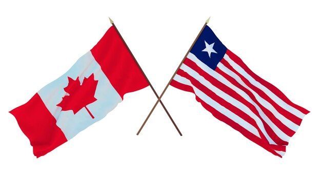 Background for designers illustrators National Independence Day Flags Canada and Liberia