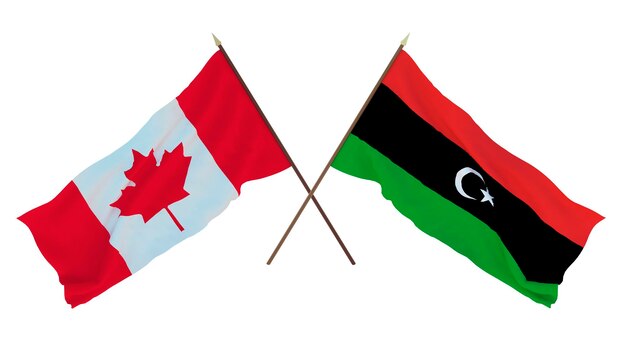 Background for designers illustrators National Independence Day Flags Canada and Libya