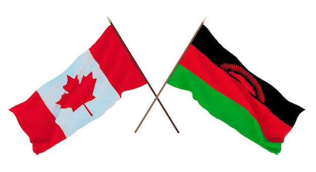 Background for designers illustrators National Independence Day Flags Canada and Malawi