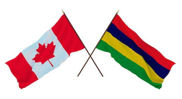 Background for designers illustrators National Independence Day Flags Canada and Mauritius