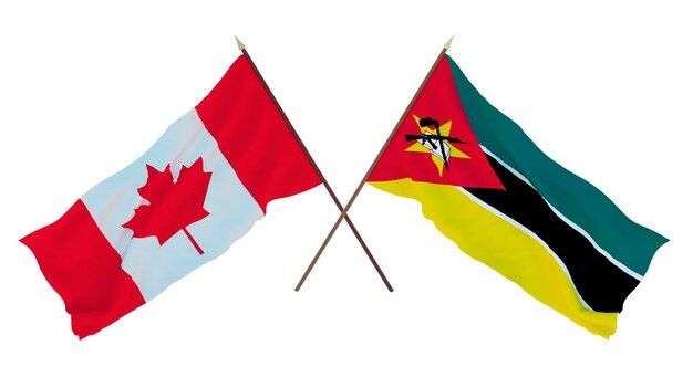 Background for designers illustrators National Independence Day Flags Canada and Mozambique