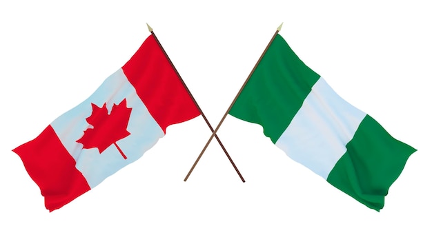 Background for designers illustrators National Independence Day Flags Canada and Nigeria