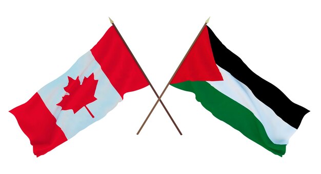 Background for designers illustrators National Independence Day Flags Canada and Palestine