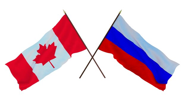 Background for designers illustrators National Independence Day Flags Canada and Russia