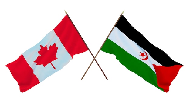 Background for designers illustrators National Independence Day Flags Canada and Sahrawi Arab Democratic Republic