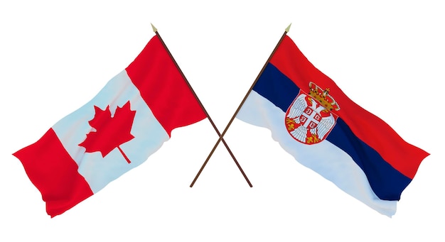 Background for designers illustrators National Independence Day Flags Canada and Serbia