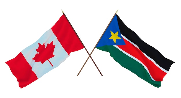 Background for designers illustrators National Independence Day Flags Canada and South Sudan