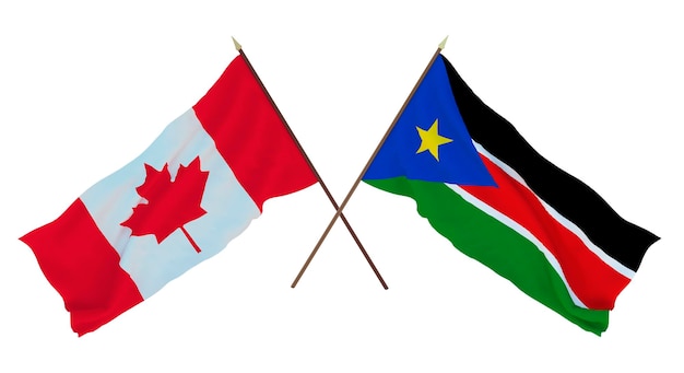 Background for designers illustrators National Independence Day Flags Canada and South Sudan