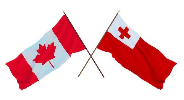 Background for designers illustrators National Independence Day Flags Canada and Tonga