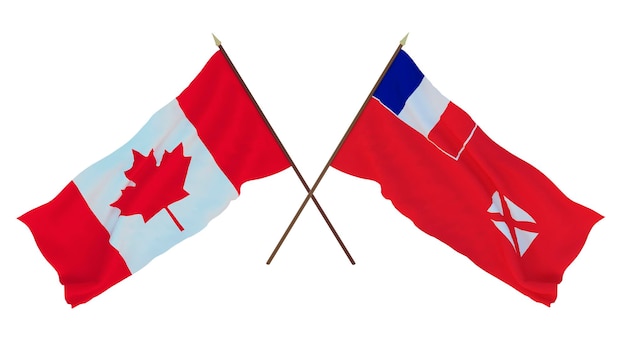 Background for designers illustrators National Independence Day Flags Canada and Wallis and Futuna