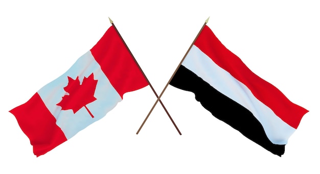 Background for designers illustrators National Independence Day Flags Canada and Yemen