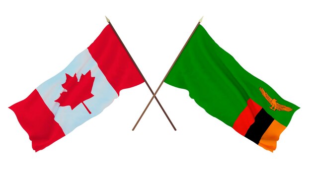 Background for designers illustrators National Independence Day Flags Canada and Zambia