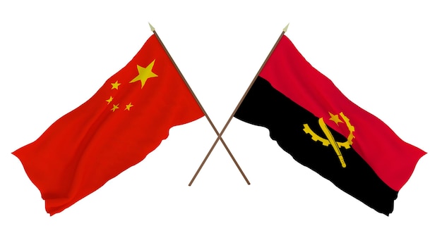 Background for designers illustrators National Independence Day Flags Chine and Angola