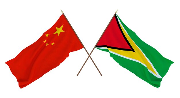 Background for designers illustrators National Independence Day Flags Chine and Guyana