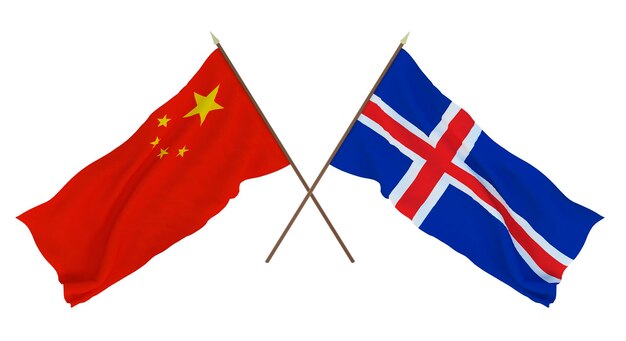 Background for designers illustrators National Independence Day Flags Chine and Iceland