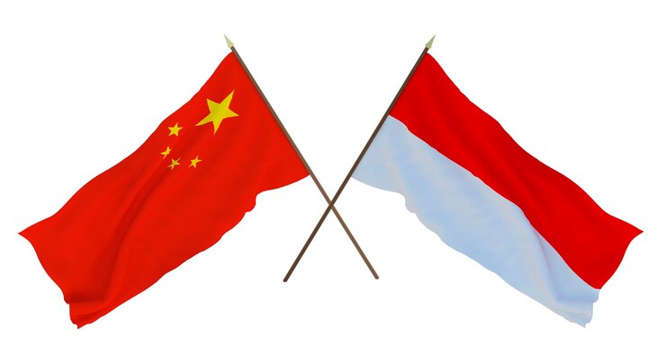 Photo 设计师的背景 插画家 国家独立日 中国和印度尼西亚的旗