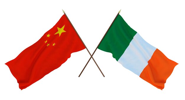 Background for designers illustrators National Independence Day Flags Chine and Ireland