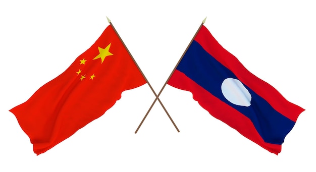 Background for designers illustrators National Independence Day Flags Chine and Laos