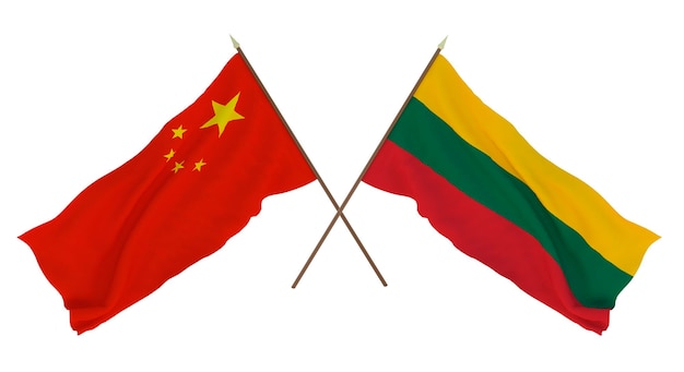 Background for designers illustrators National Independence Day Flags Chine and Lithuania