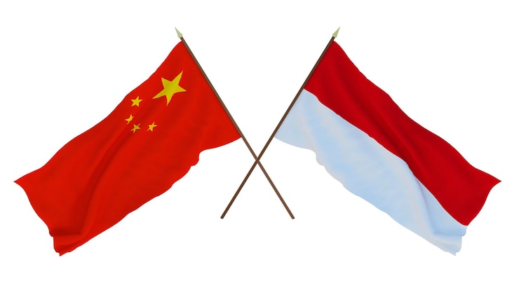 Photo 设计师的背景 插画家 国家独立日 中国和摩纳哥的旗