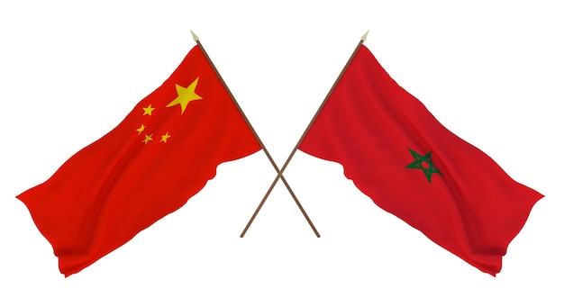 Background for designers illustrators National Independence Day Flags Chine and Morocco