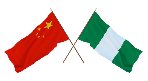 Background for designers illustrators National Independence Day Flags Chine and Nigeria