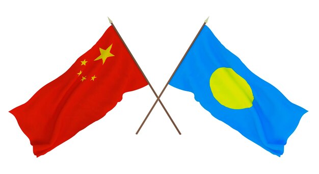 Background for designers illustrators National Independence Day Flags Chine and Palau