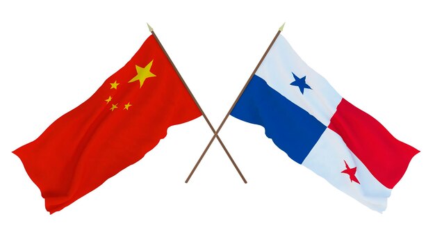 Background for designers illustrators National Independence Day Flags Chine and Panama