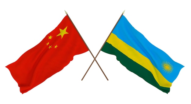 Background for designers illustrators National Independence Day Flags Chine and Rwanda