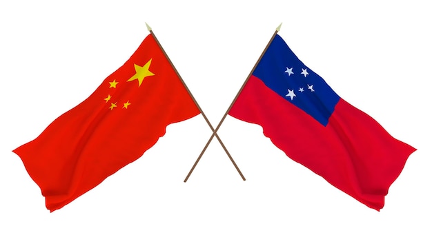 Background for designers illustrators National Independence Day Flags Chine and Samoa