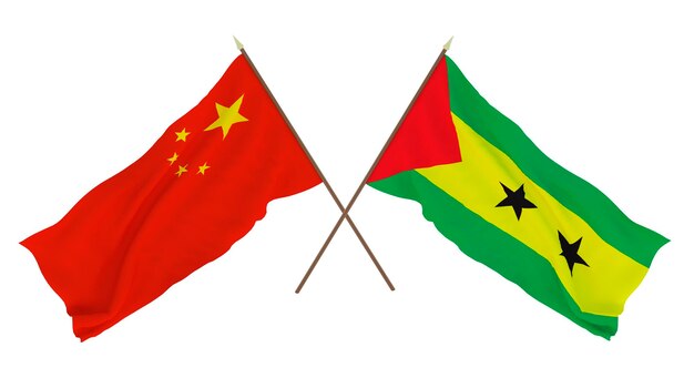 Background for designers illustrators National Independence Day Flags Chine and Sao Tome and Principe