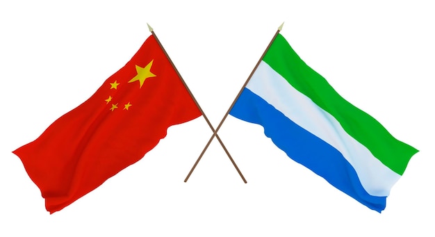 Background for designers illustrators National Independence Day Flags Chine and Sierraleone