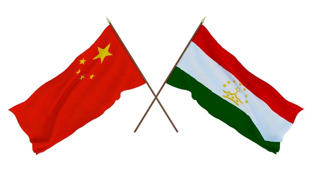 Background for designers illustrators National Independence Day Flags Chine and Tajikistan