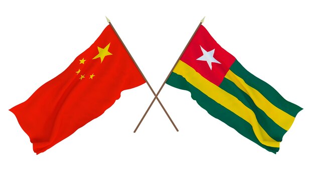 Background for designers illustrators National Independence Day Flags Chine and Togo