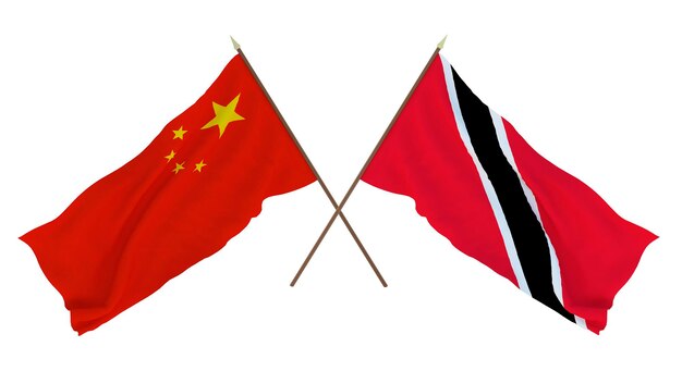 디자이너 일러스트레이터를 위한 배경 국가 독립 기념일 플래그 Chine and Trinidad and Tobago