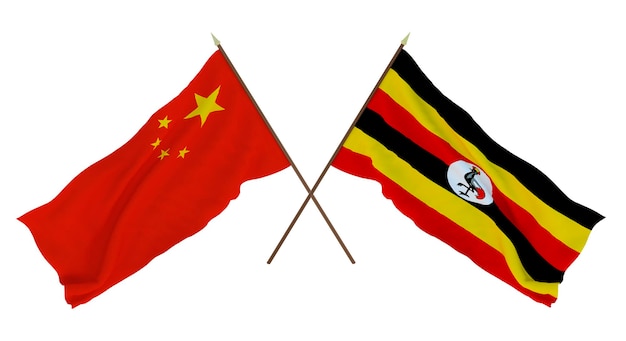 Photo background for designers illustrators national independence day flags chine and uganda