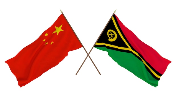 Background for designers illustrators National Independence Day Flags Chine and Vanuatu