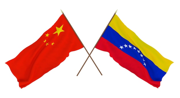 Background for designers illustrators National Independence Day Flags Chine and Venezuela